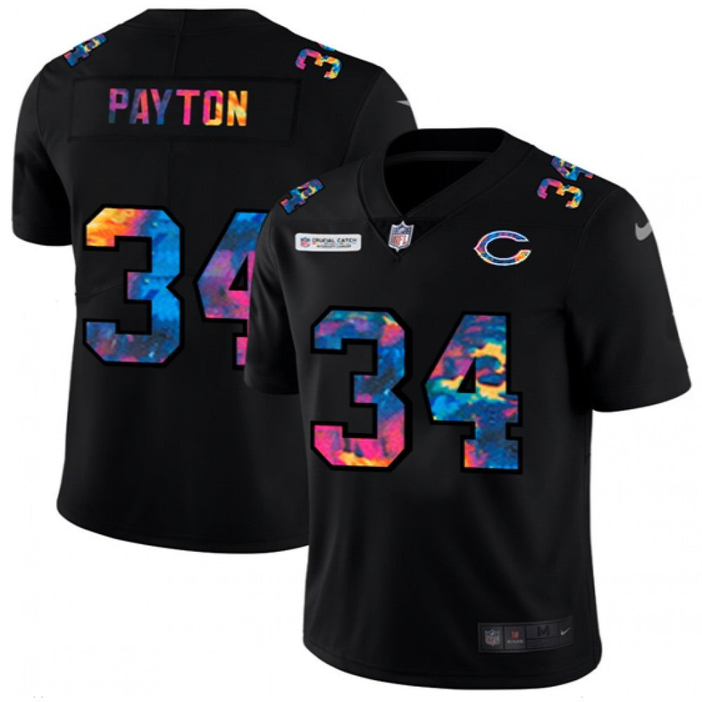 Men's Chicago Bears #34 Walter Payton Black Crucial Catch Limited Stitched Jersey 