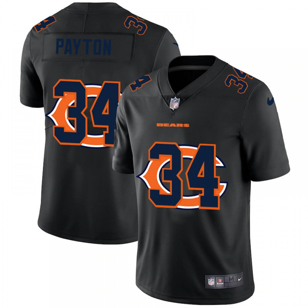 Men's Chicago Bears #34 Walter Payton Black Shadow Logo Limited Stitched Jersey 