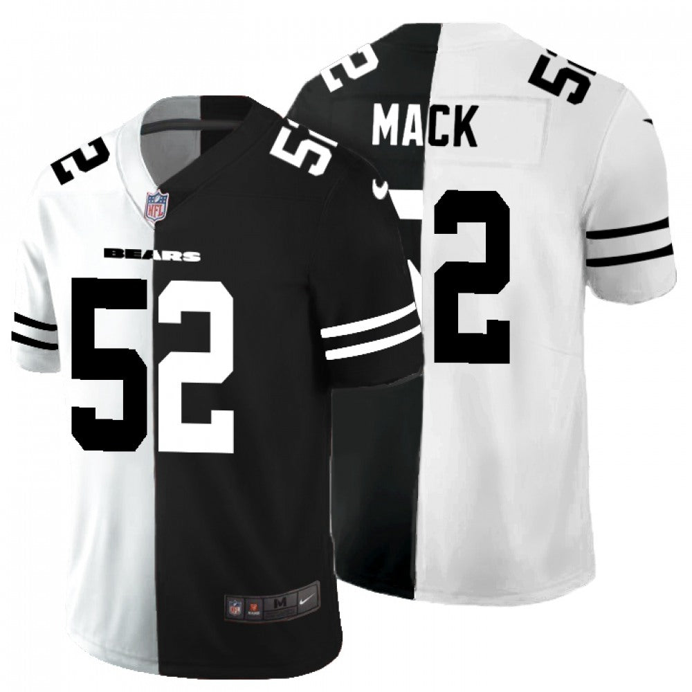 Men's Chicago Bears #52 Khalil Mack Black & White Split Limited Stitched Jersey 