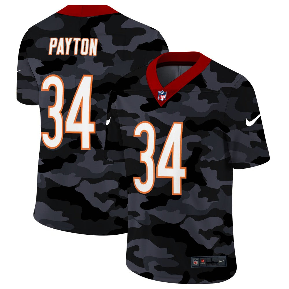 Men's Chicago Bears #34 Walter Payton 2020 Camo Limited Stitched Jersey 
