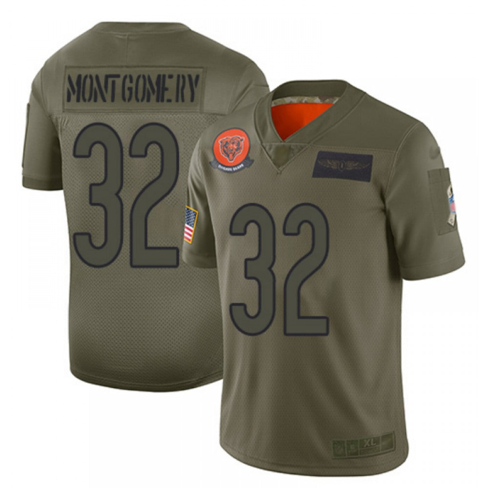 Men's Chicago Bears #32 David Montgomery 2019 Camo Salute To Service Limited Stitched NFL Jersey 