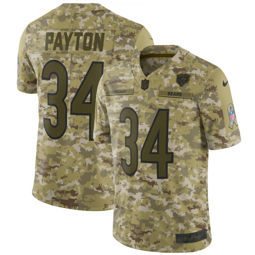 Men's Chicago Bears #34 Walter Payton 2018 Camo Salute to Service Limited Stitched NFL Jersey 