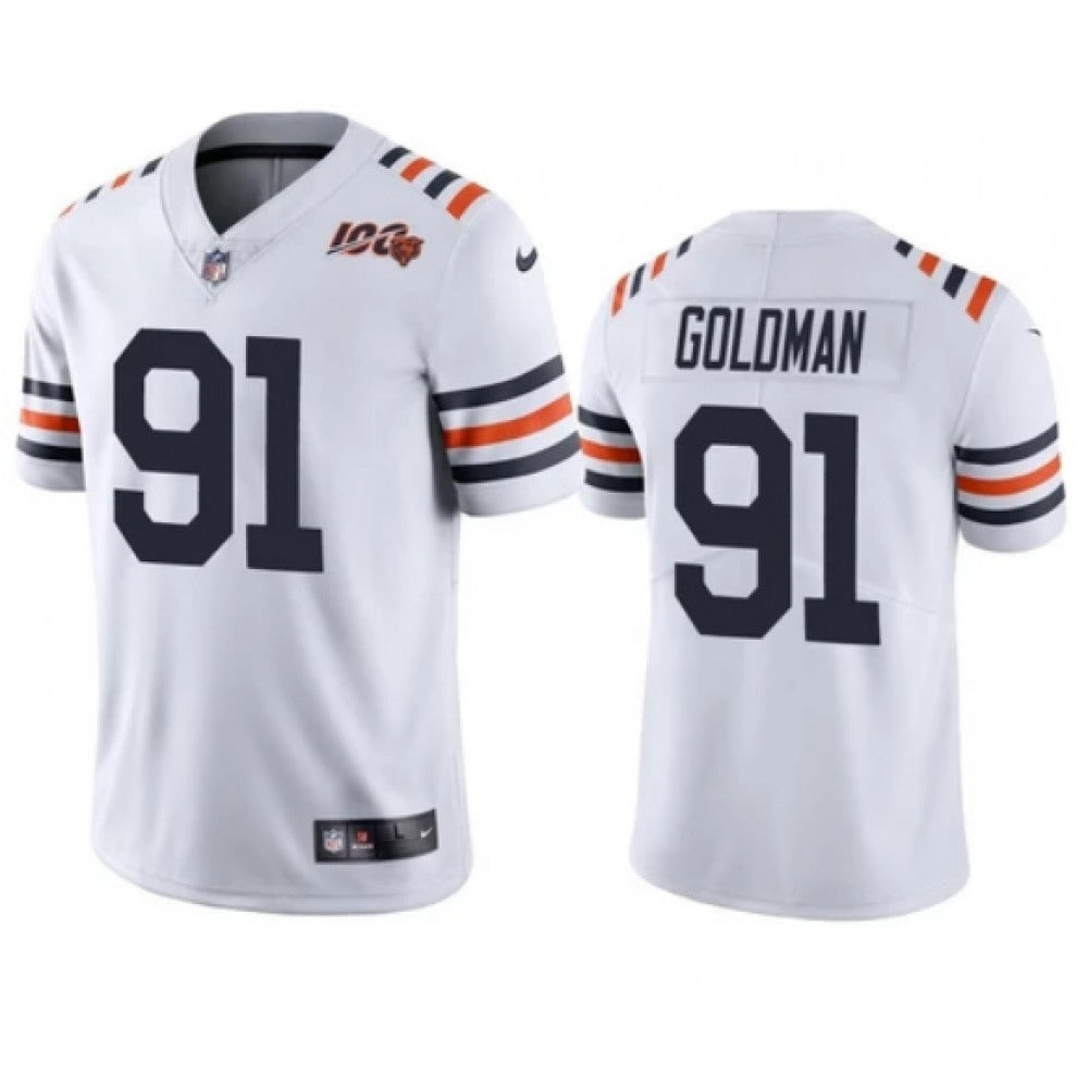 Men's Chicago Bears #91 Eddie Goldman White 2019 100th Season Vapor Untouchable Limited NFL Jersey 