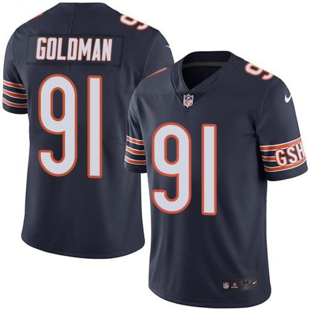 Bears #91 Eddie Goldman Navy Blue Men's Stitched NFL Limited Rush Jersey 