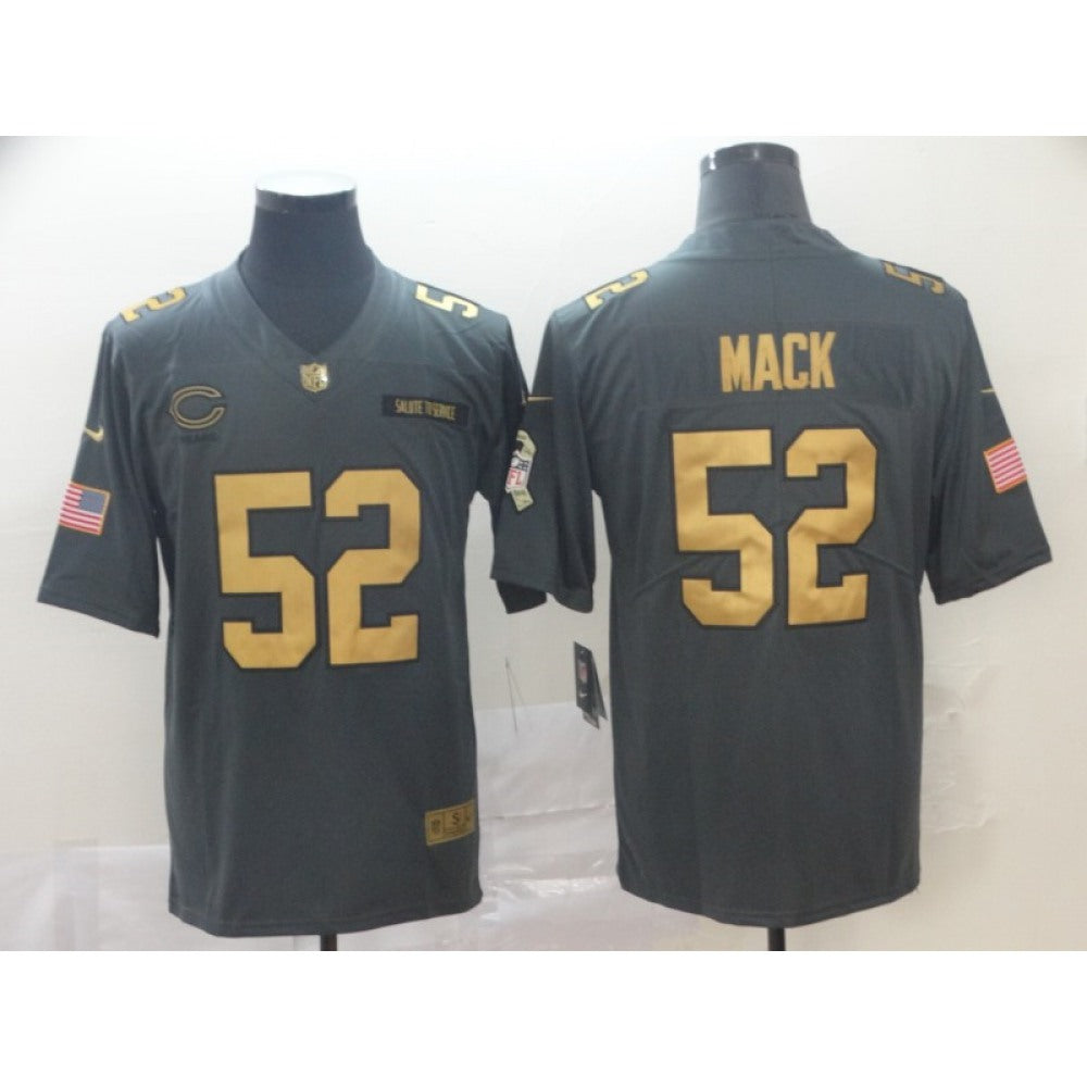 Men's Chicago Bears #52 Khalil Mack 2019 Gold Anthracite Olive Salute To Service Limited Stitched NFL Jersey 