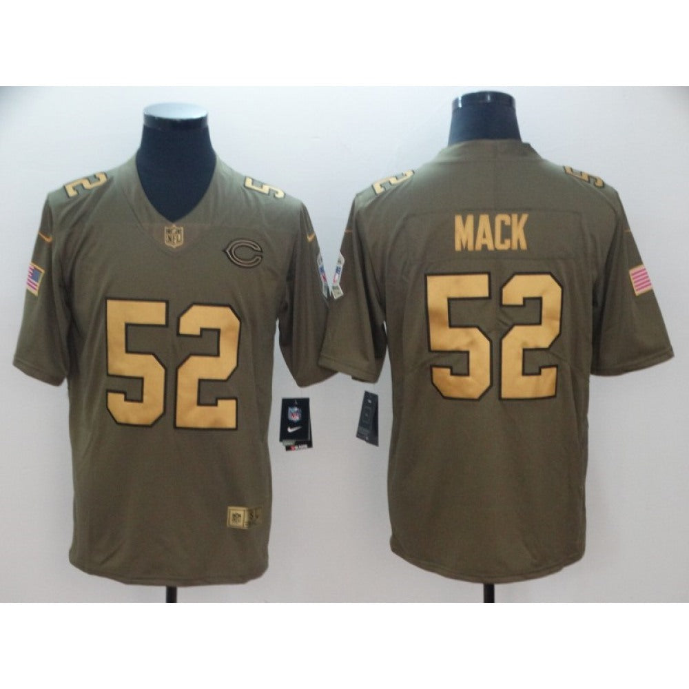 Men's Chicago Bears #52 Khalil Mack Gold Anthracite Olive Salute To Service Limited Stitched NFL Jersey 