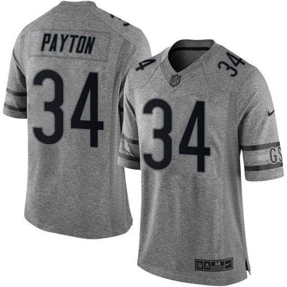 Bears #34 Walter Payton Gray Men's Stitched NFL Limited Gridiron Gray Jersey 