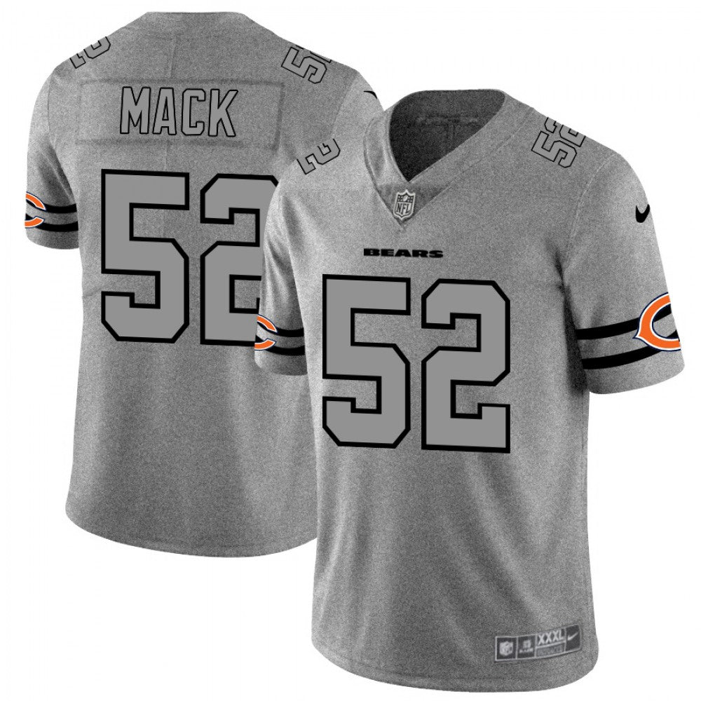 Men's Chicago Bears #52 Khalil Mack 2019 Gray Gridiron Team Logo Limited Stitched NFL Jersey 