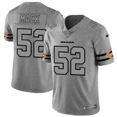 Men's Chicago Bears #52 Khalil Mack 2019 Gray Gridiron Team Logo Limited Stitched NFL Jersey 