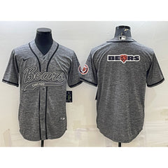 Men's Chicago Bears Grey Team Big Logo With Patch Cool Base Stitched Baseball Jersey 