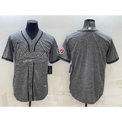 Men's Chicago Bears Blank Grey With Patch Cool Base Stitched Baseball Jersey 