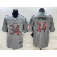 Men's Chicago Bears #34 Walter Payton Grey With Patch Atmosphere Fashion Stitched Jersey 