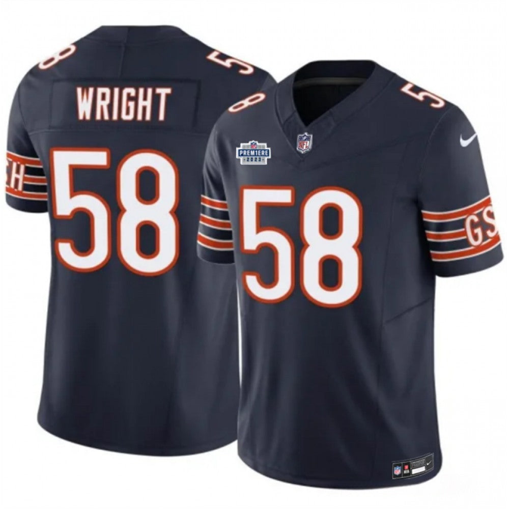 Men's Chicago Bears #58 Darnell Wright Navy 2023 F.U.S.E. With Prem1ere Patch Vapor Untouchable Limited Stitched Football Jersey 
