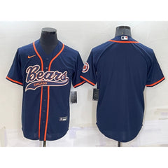 Men's Chicago Bears Blank Navy Cool Base Stitched Baseball Jersey 