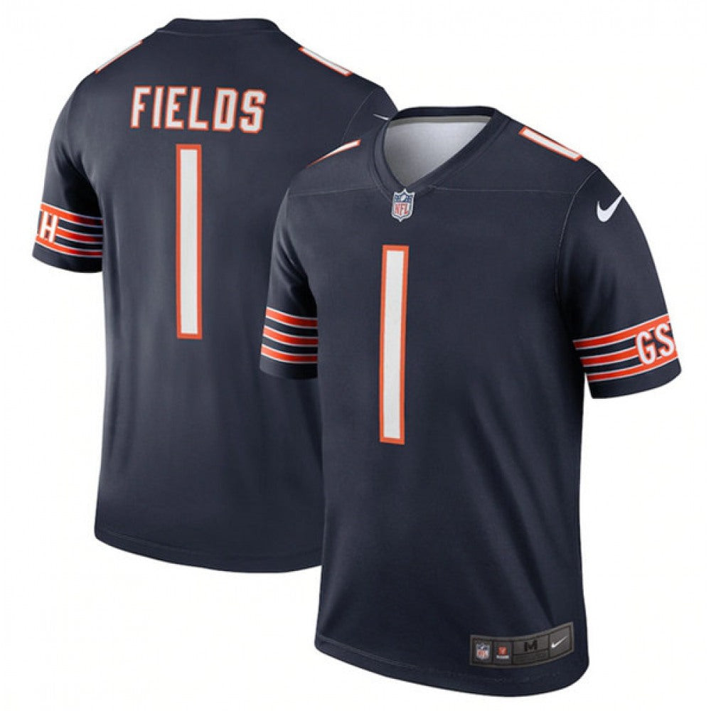 Men's Chicago Bears #1 Justin Fields Navy Stitched Football Jersey 