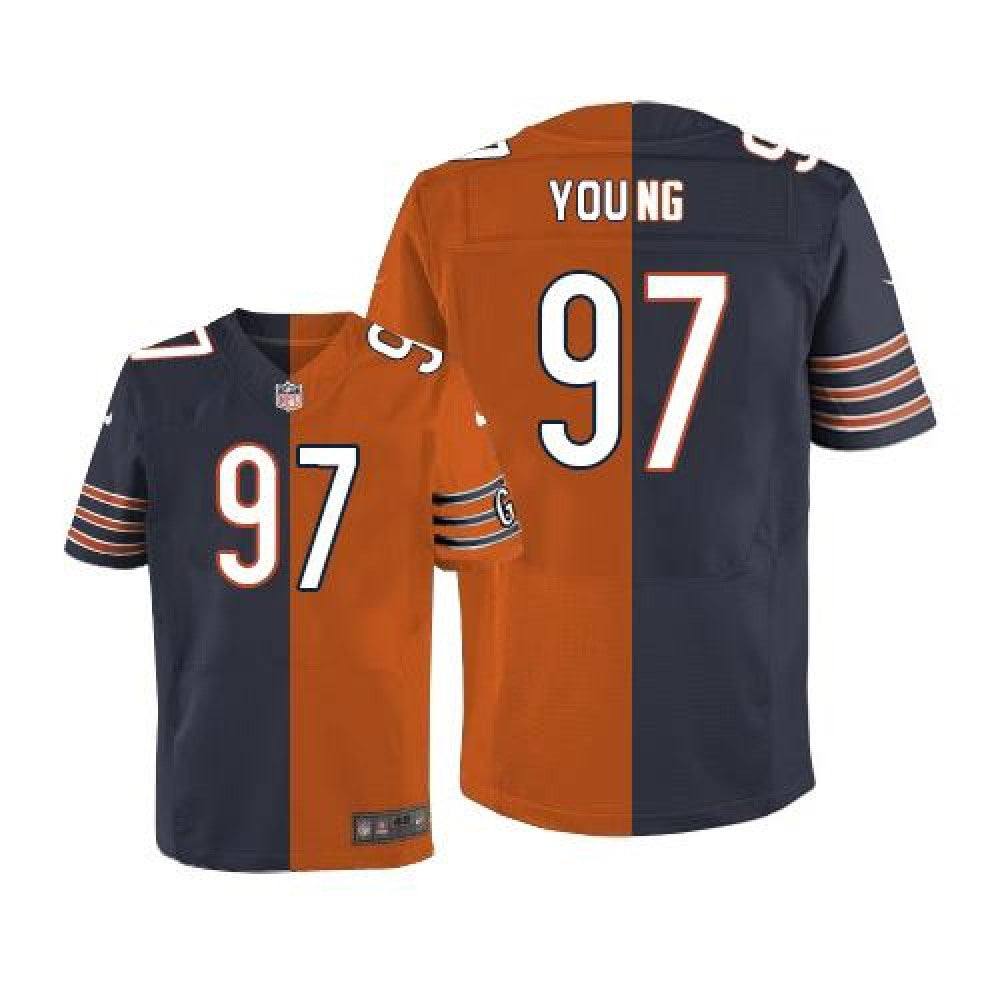 Bears #97 Willie Young Navy Blue/Orange Men's Stitched NFL Elite Split Jersey 