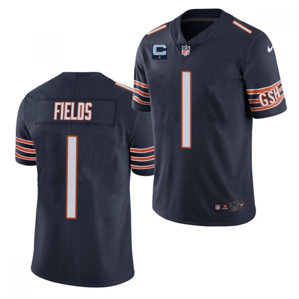 Men's Chicago Bears #1 Justin Fields 2022 Navy With 1-star C Patch Vapor Untouchable Limited Stitched Jersey 