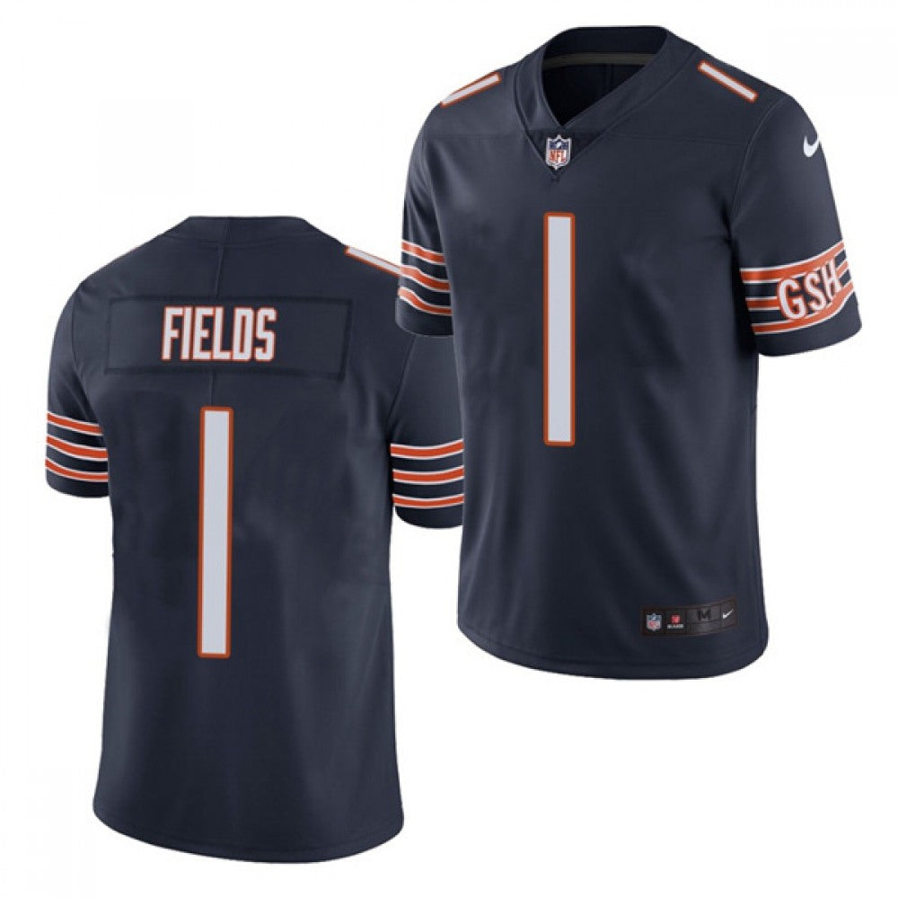 Men's Chicago Bears #1 Justin Fields 2021 NFL Draft Navy Vapor untouchable Limited Stitched Jersey 