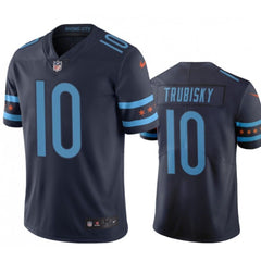 Men's Chicago Bears #10 Mitchell Trubisky Navy 2019 City Edition Limited Stitched NFL Jersey 