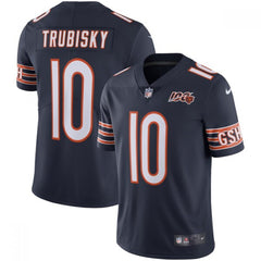 Men's Chicago Bears #10 Mitchell Trubisky Navy 2019 100th Season Limited Stitched NFL Jersey 