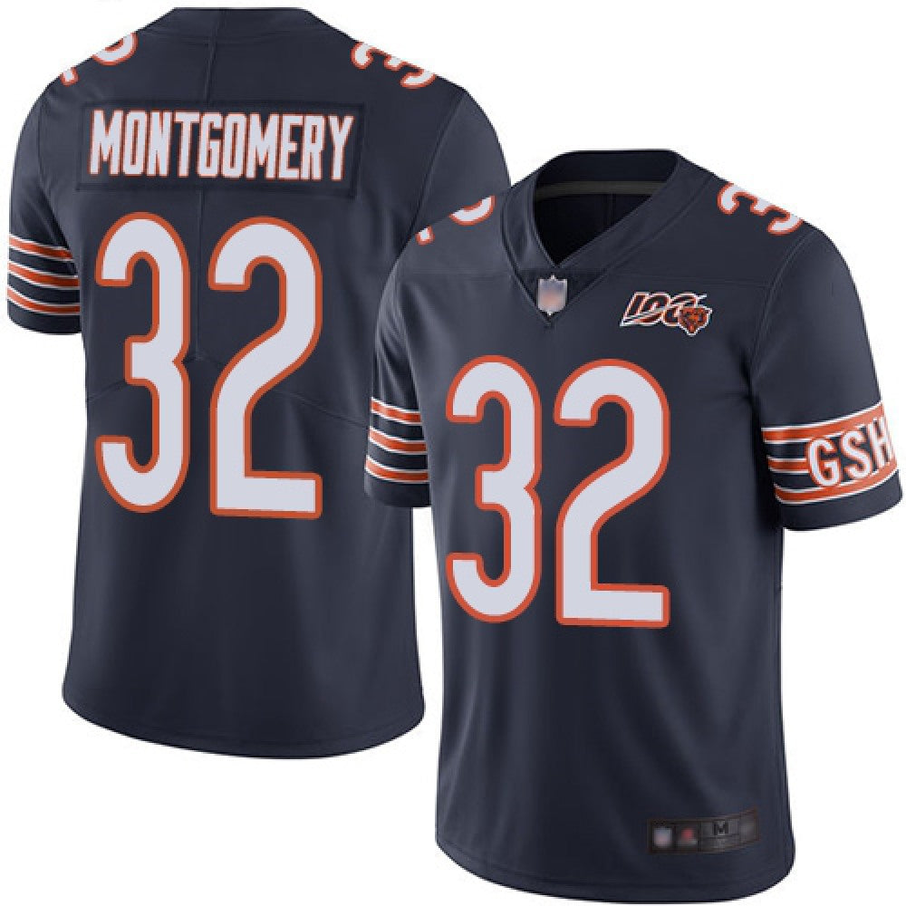 Men's Chicago Bears #32 David Montgomery Navy 2019 100th Season Vapor Untouchable Limited NFL Jersey 