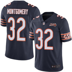 Men's Chicago Bears #32 David Montgomery Navy 2019 100th Season Vapor Untouchable Limited NFL Jersey 