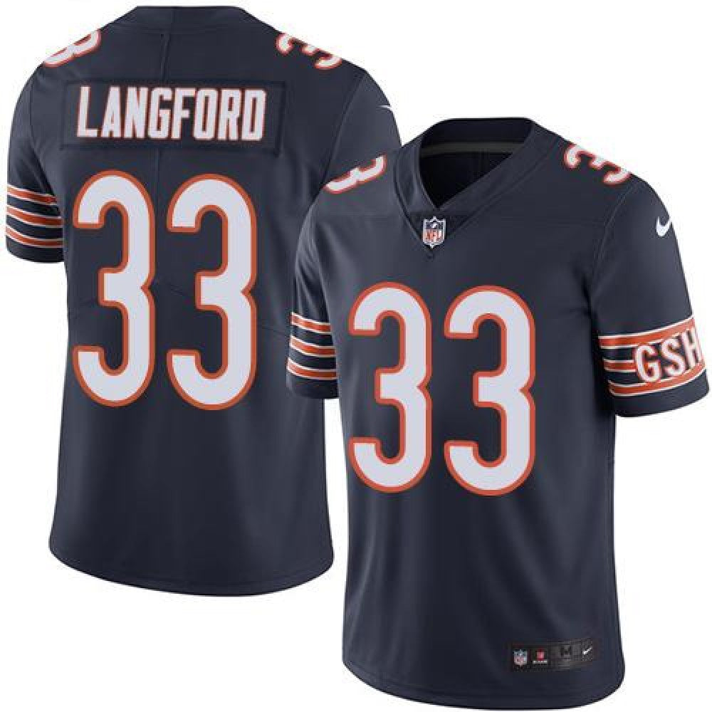 Bears #33 Jeremy Langford Navy Blue Men's Stitched NFL Limited Rush Jersey 