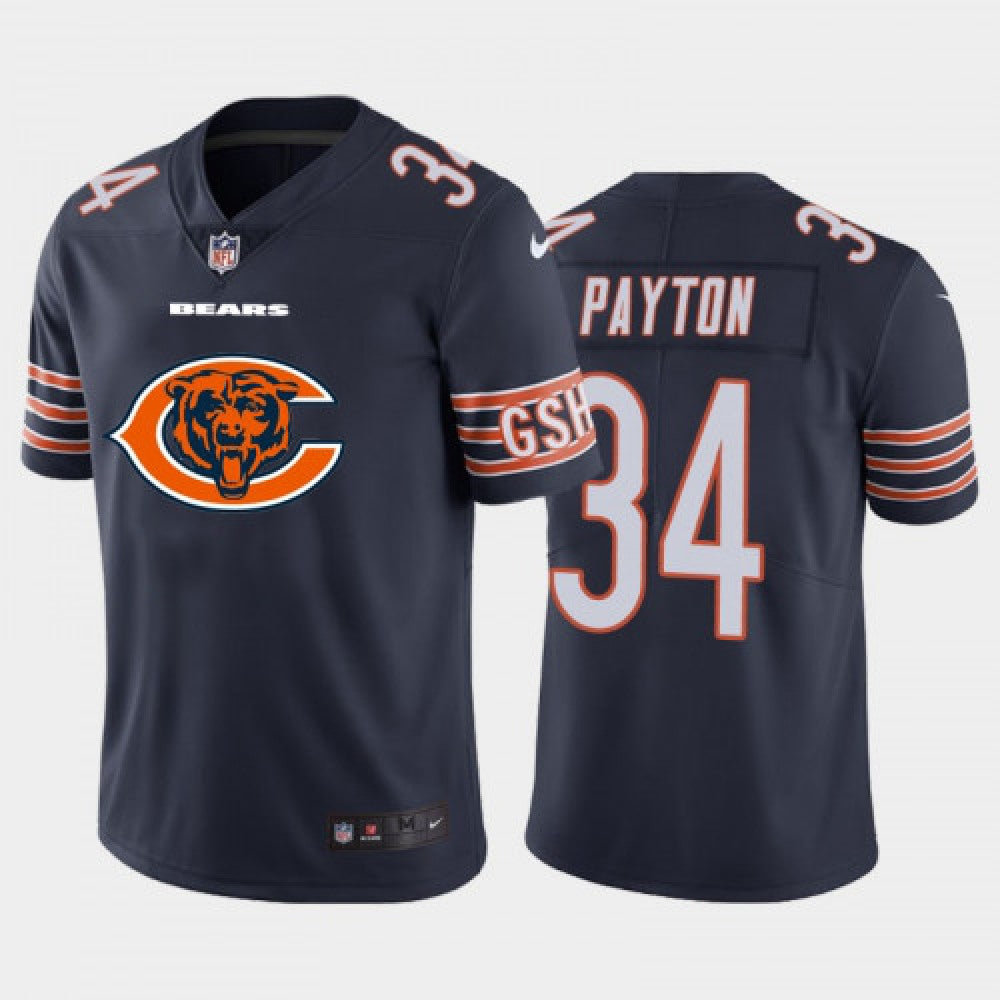 Men's Chicago Bears #34 Walter Payton Navy 2020 Team Big Logo Limited Stitched Jersey 