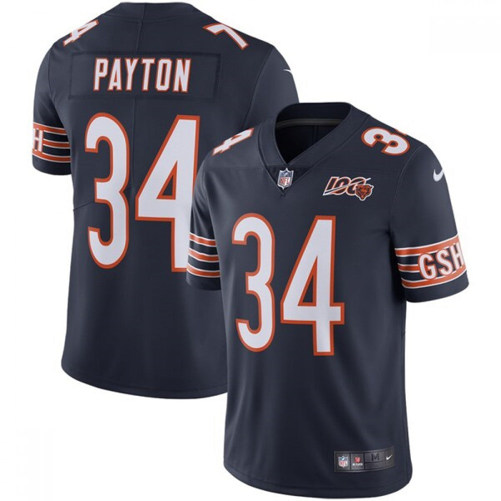 Men's Chicago Bears #34 Walter Payton Navy 2019 100th Season Limited Stitched NFL Jersey 