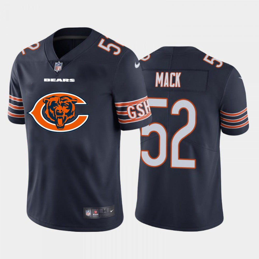 Men's Chicago Bears #52 Khalil Mack Navy 2020 Team Big Logo Limited Stitched Jersey 