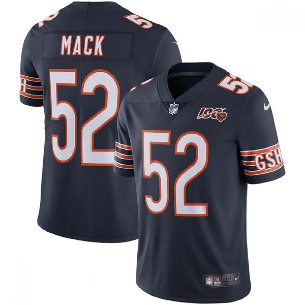 Men's Chicago Bears #52 Khalil Mack Navy 2019 100th Season Limited Stitched NFL Jersey 