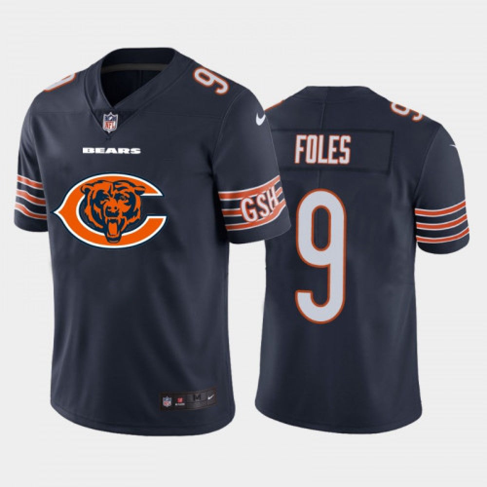 Men's Chicago Bears #9 Nick Foles Navy 2020 Team Big Logo Limited Stitched Jersey 