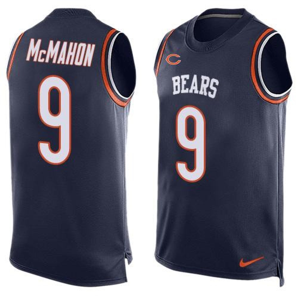 Bears #9 Jim McMahon Navy Blue Team Color Men's Stitched NFL Limited Tank Top Jersey 