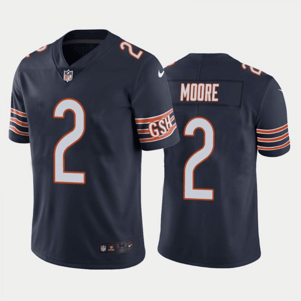 Men's Chicago Bears #2 D.J. Moore Navy Vapor Untouchable Stitched Football Jersey 