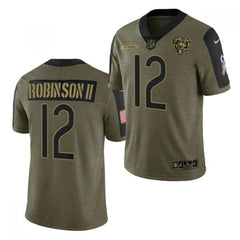 Men's Chicago Bears #12 Allen Robinson II 2021 Olive Salute To Service Limited Stitched Jersey 