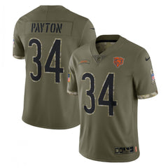 Men's Chicago Bears #34 Walter Payton Olive 2022 Salute To Service Limited Stitched Jersey 