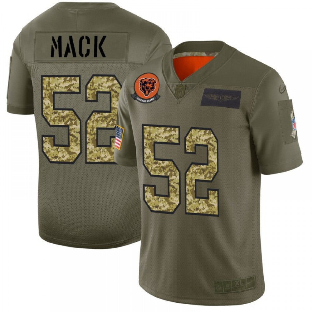 Men's Chicago Bears #52 Khalil Mack 2019 Olive/Camo Salute To Service Limited Stitched NFL Jersey 