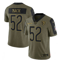 Men's Chicago Bears #52 Khalil Mack 2021 Olive Salute To Service Limited Stitched Jersey 