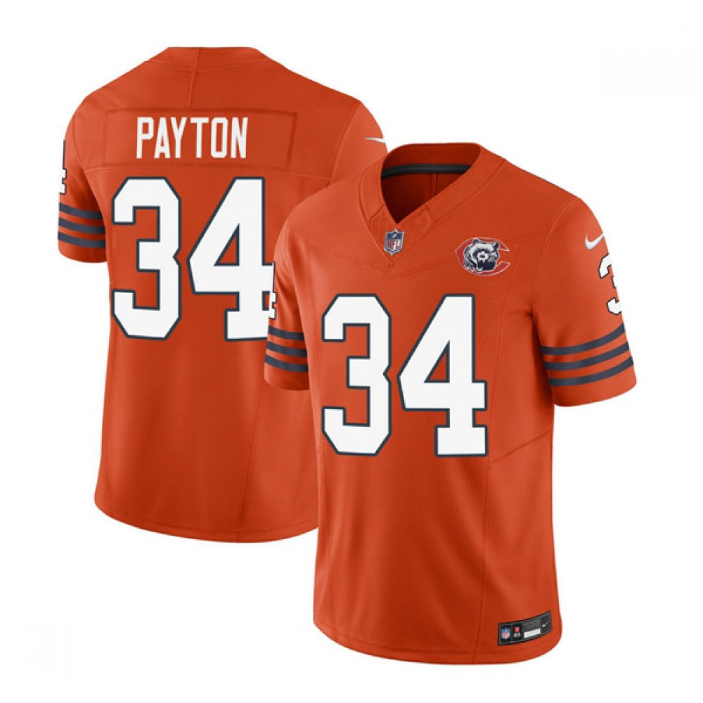 Men's Chicago Bears #34 Walter Payton Orange 2023 F.U.S.E. Throwback Limited Stitched Football Jersey 