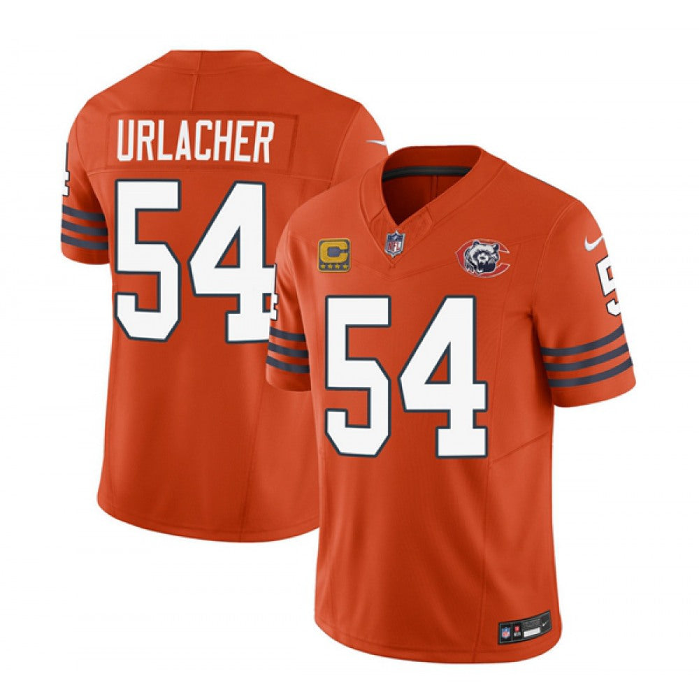 Men's Chicago Bears #54 Brian Urlacher Orange 2023 F.U.S.E. With 4-star C Patch Throwback Limited Stitched Football Jersey 