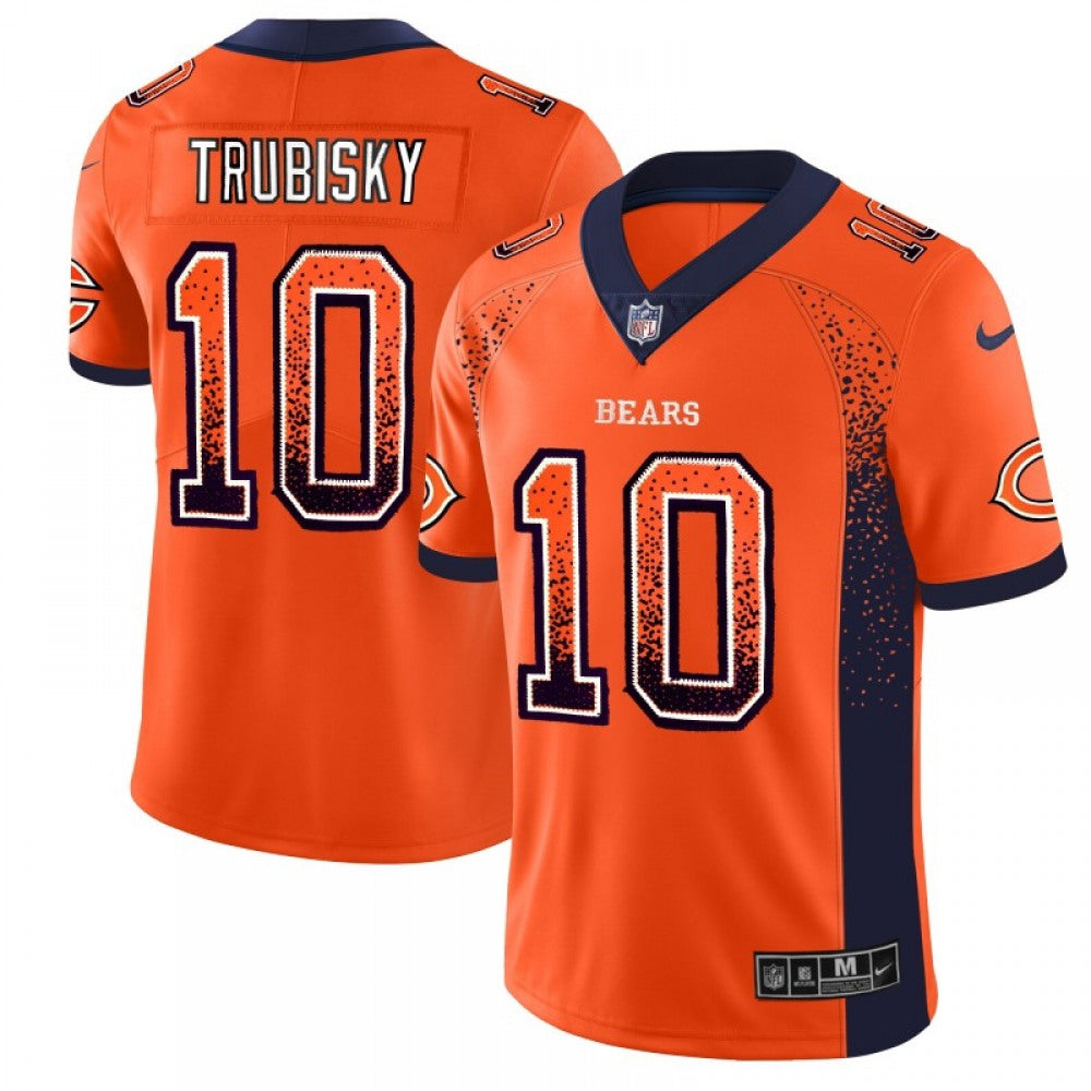 Men's Chicago Bears #10 Mitchell Trubisky Orange 2018 Drift Fashion Color Rush Limited Stitched NFL Jersey 