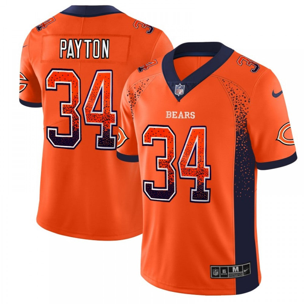 Men's Chicago Bears #34 Walter Payton Orange 2018 Drift Fashion Color Rush Limited Stitched NFL Jersey 