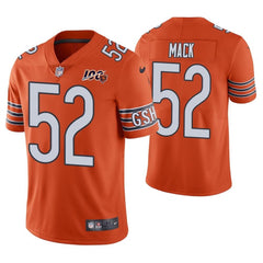 Men's Chicago Bears #52 Khalil Mack Orange 2019 100th Season Limited Stitched NFL Jersey 