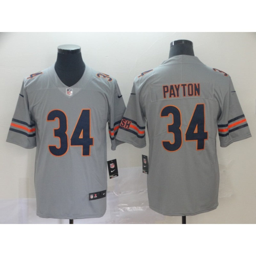 Men's Chicago Bears #34 Walter Payton Silver Inverted Legend Stitched NFL Jersey 