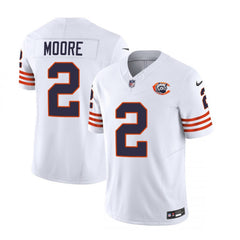 Men's Chicago Bears #2 DJ Moore White 2023 F.U.S.E. Throwback Limited Stitched Football Jersey 