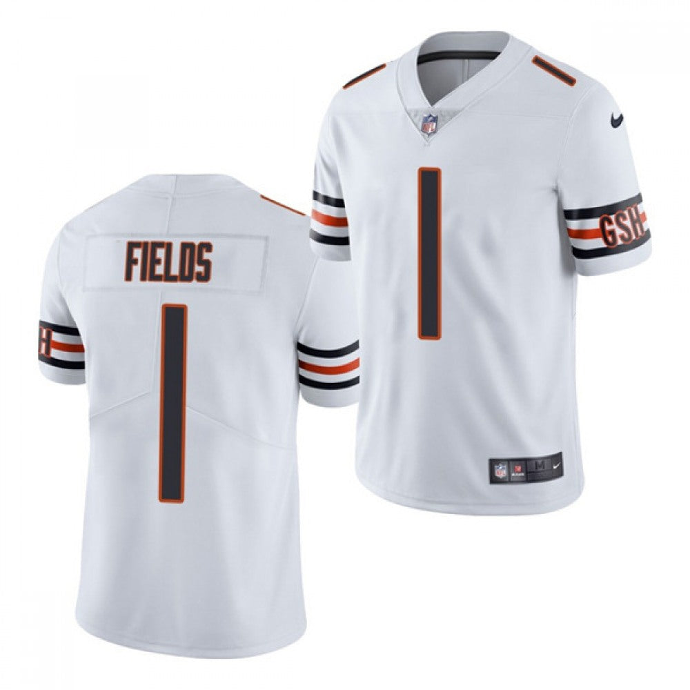 Men's Chicago Bears #1 Justin Fields 2021 NFL Draft White Vapor untouchable Limited Stitched Jersey 