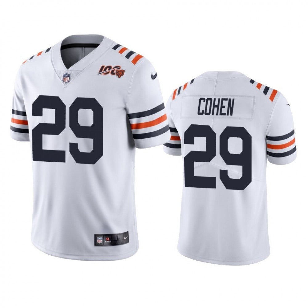 Men's Chicago Bears #29 Tarik Cohen White 2019 100th Season Limited Stitched NFL Jersey 