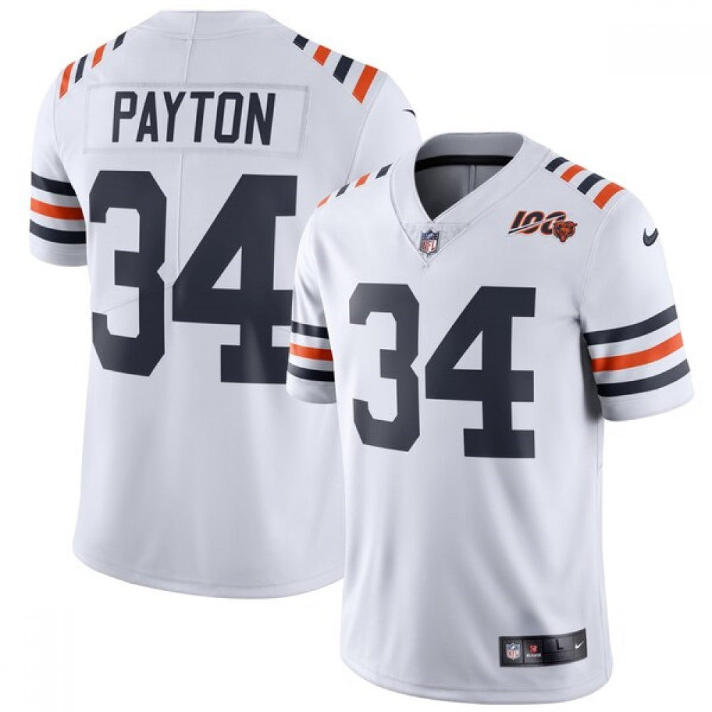 Men's Chicago Bears #34 Walter Payton White 2019 100th Season Limited Stitched NFL Jersey 