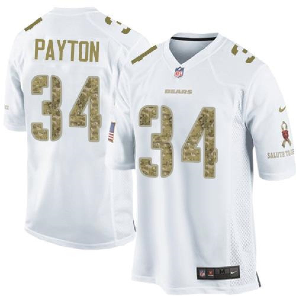 Bears #34 Walter Payton White Men's Stitched NFL Limited Salute to Service Jersey 