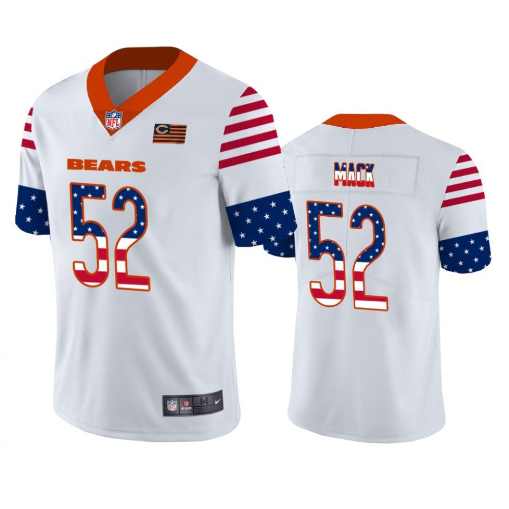 Men's Chicago Bears #52 Khalil Mack White 2019 USA Flag Fashion Limited Stitched NFL Jersey 